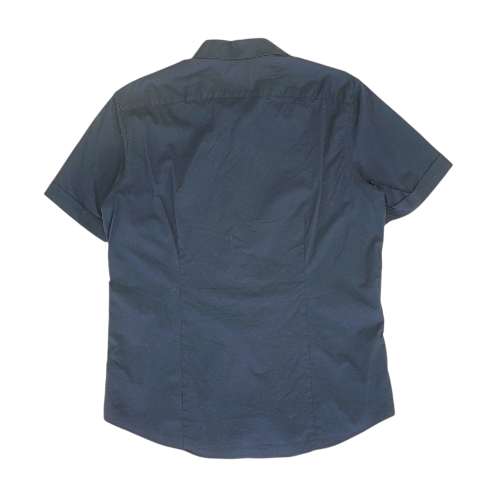 Navy Solid Short Sleeve Button Down
