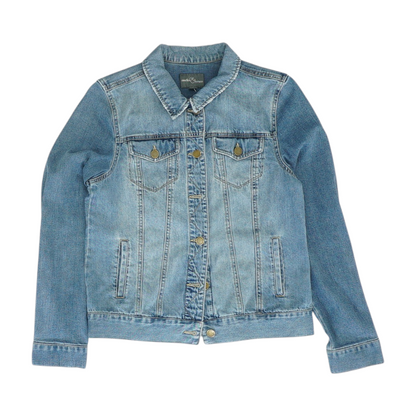 Blue Solid Denim Jacket