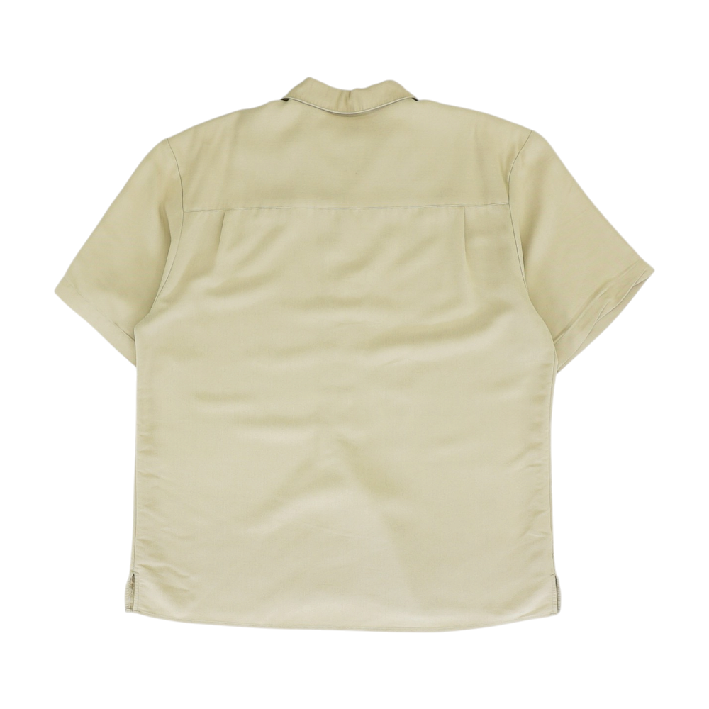 Tan Solid Short Sleeve Button Down