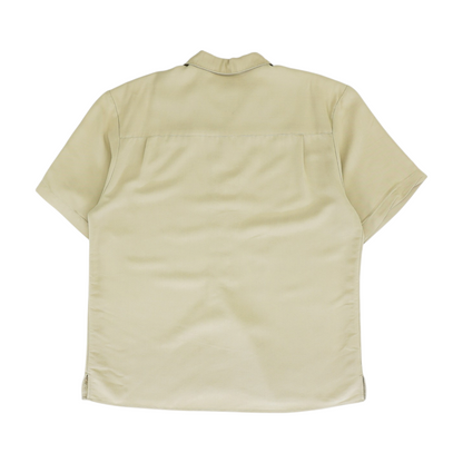 Tan Solid Short Sleeve Button Down