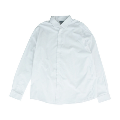 White Solid Long Sleeve Button Down