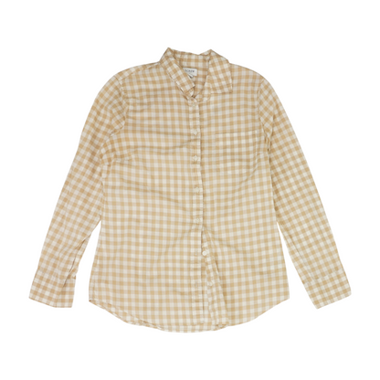 Beige Check Button Down
