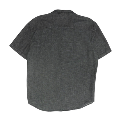 Gray Solid Short Sleeve Button Down