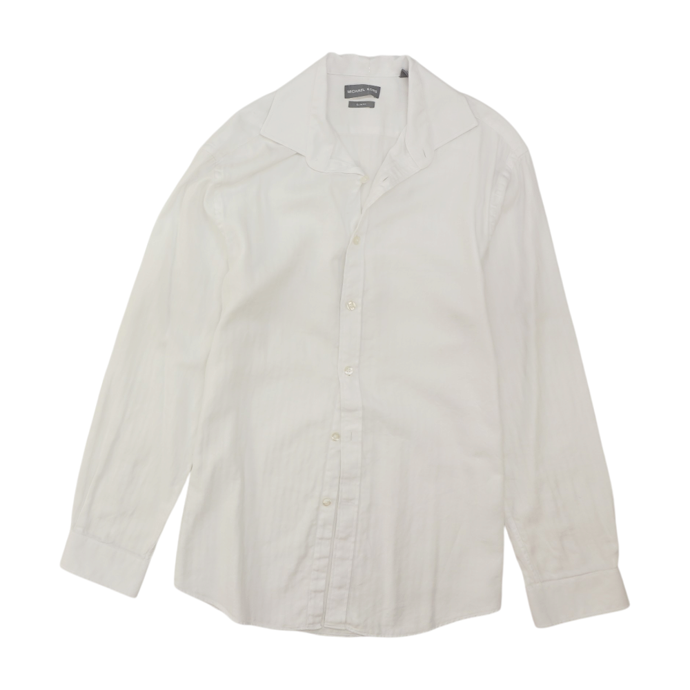 White Solid Long Sleeve Button Down