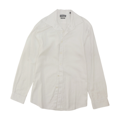 White Solid Long Sleeve Button Down