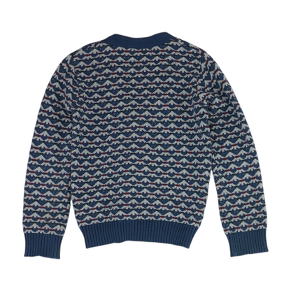 Navy Print Cardigan Sweater
