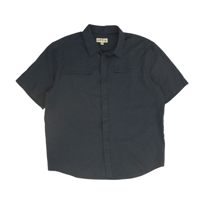 Navy Solid Short Sleeve Button Down