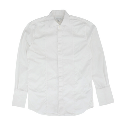 White Solid Long Sleeve Button Down
