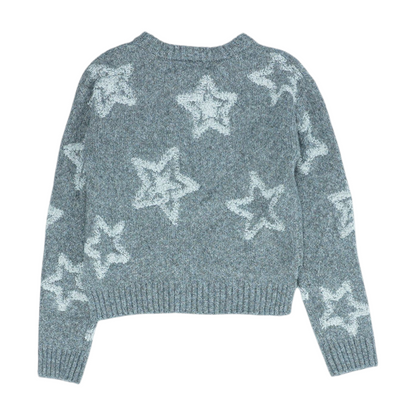 Gray Print Pullover Sweater