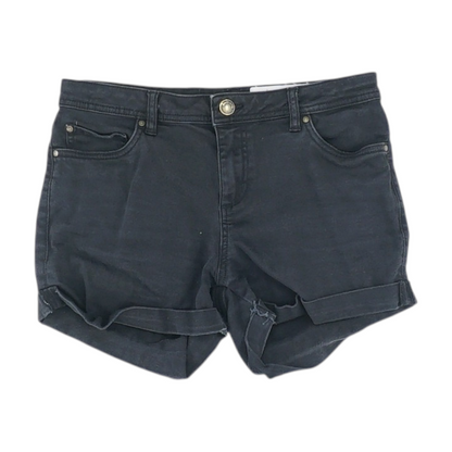 Black Solid Denim Shorts