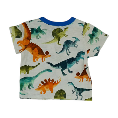 White Print Henley T-Shirt