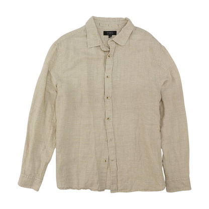 Beige Check Long Sleeve Button Down