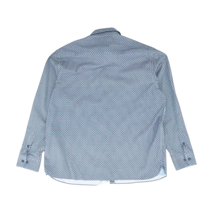 Navy Geometric Long Sleeve Button Down