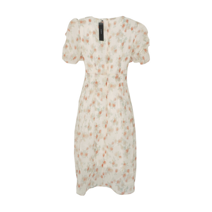 Beige Floral Midi Dress