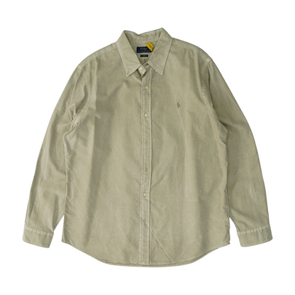 Khaki Solid Long Sleeve Button Down