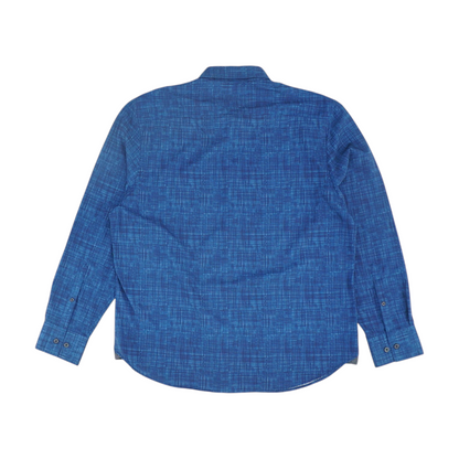 Blue Solid Long Sleeve Button Down