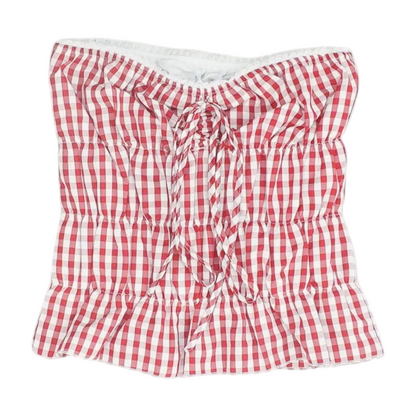 Red Check Cropped Blouse