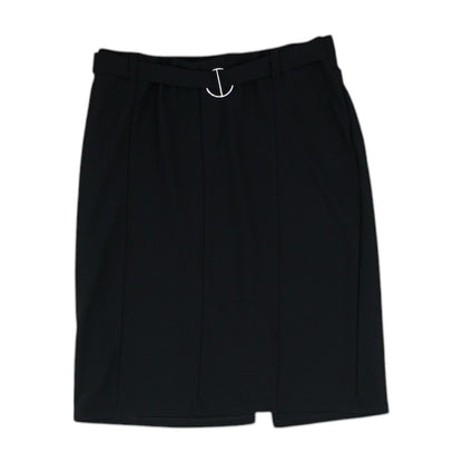 Black Solid Midi Skirt