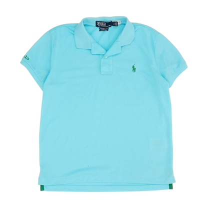 Blue Solid Short Sleeve Polo