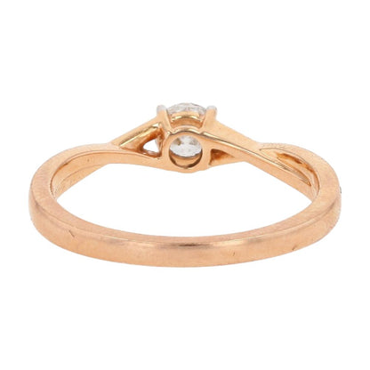 1/3 Ct 18K Rose Gold Round Diamond Solitaire In Twisted Engagement Ring