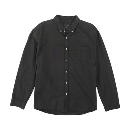 Black Solid Long Sleeve Button Down