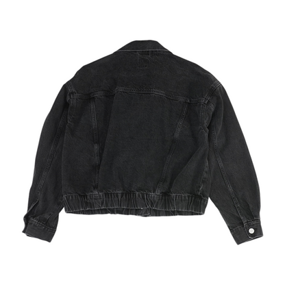 Black Solid Denim Jacket