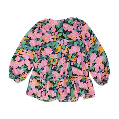 Multi Graphic Long Sleeve Blouse