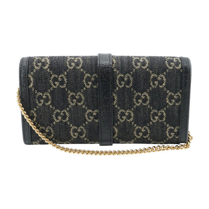 Black GG Denim Jackie 1961 Wallet on Chain