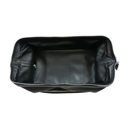 Black Italian Leather Toiletry Bag