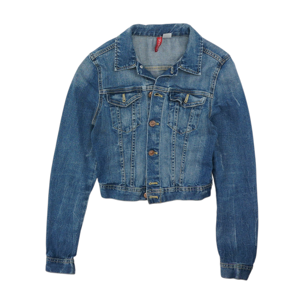 Blue Solid Denim Jacket