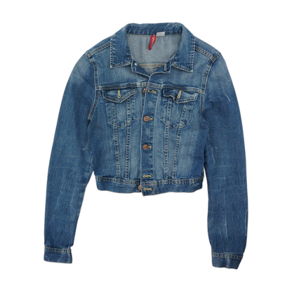 Blue Solid Denim Jacket