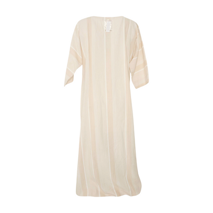 Beige Striped Midi Dress