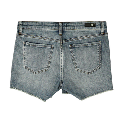 Blue Solid Denim Shorts
