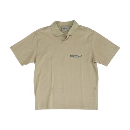 Beige Solid Short Sleeve Polo