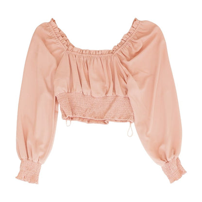Pink Solid Long Sleeve Blouse