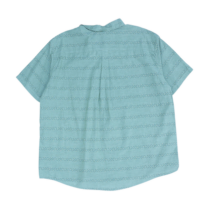 Green Striped Short Sleeve Button Down