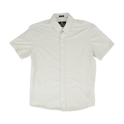 White Solid Short Sleeve Button Down