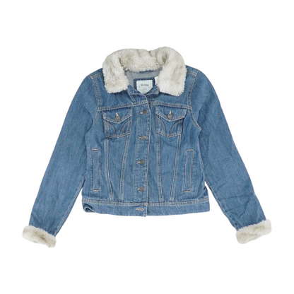 Blue Solid Denim Jacket