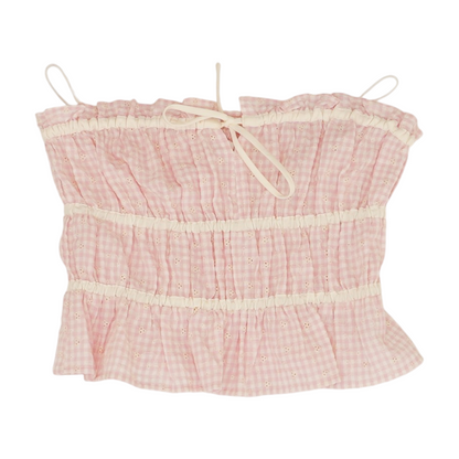 Pink Check Cropped Blouse