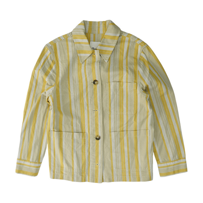 Beige Striped Flannel Button Down