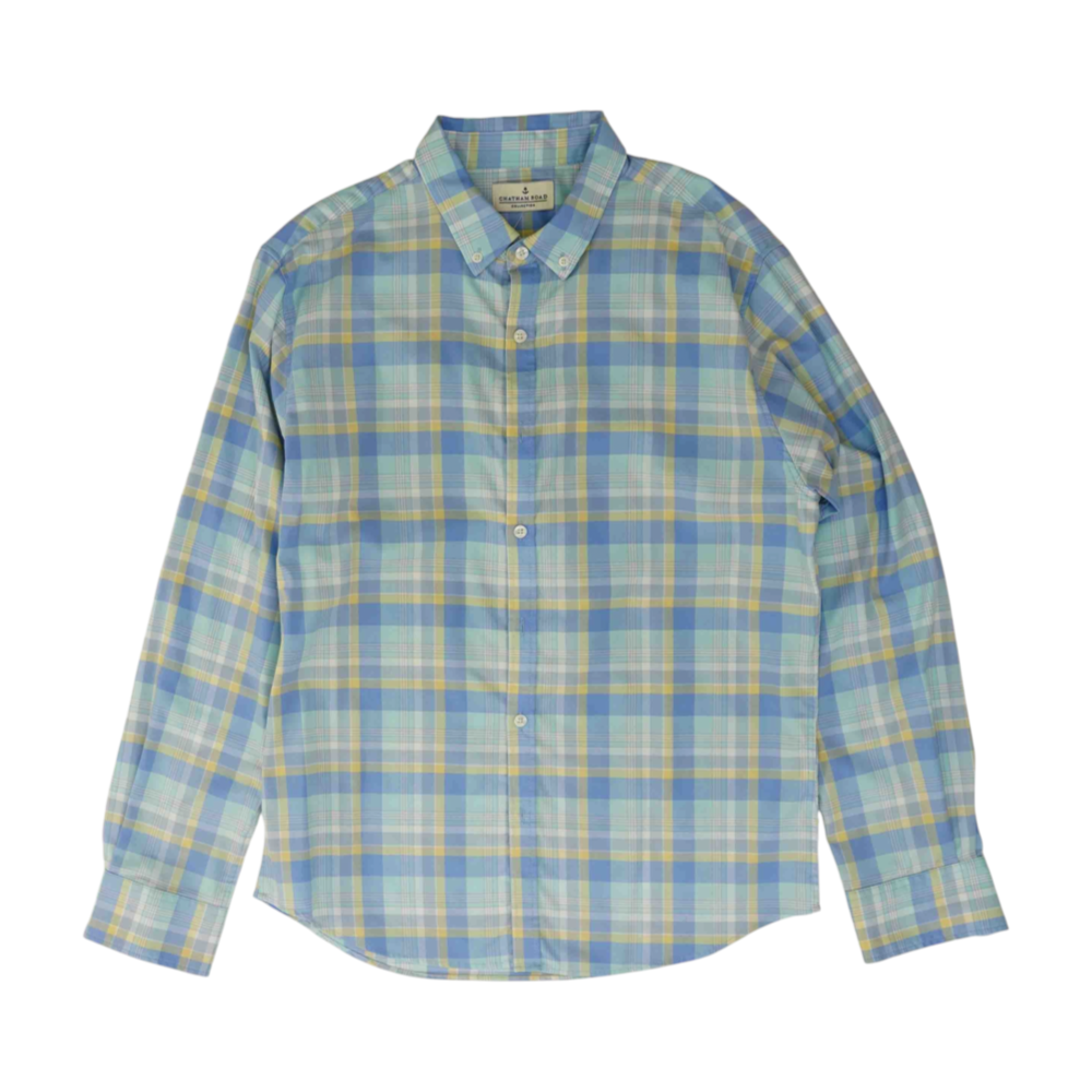 Blue Plaid Long Sleeve Button Down