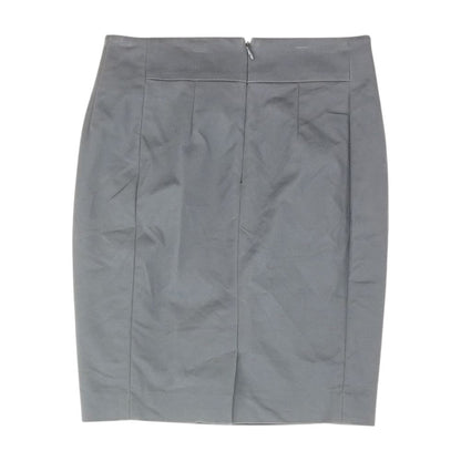 Gray Solid Midi Skirt
