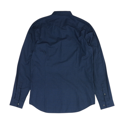 Navy Graphic Long Sleeve Button Down