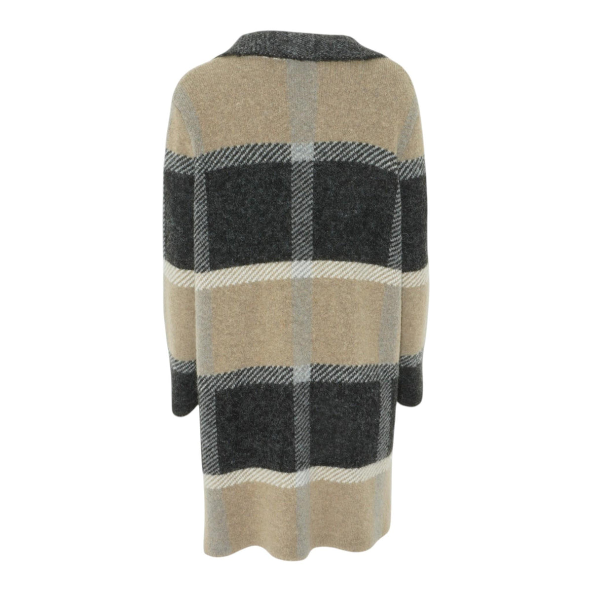Gray Plaid Cardigan Sweater
