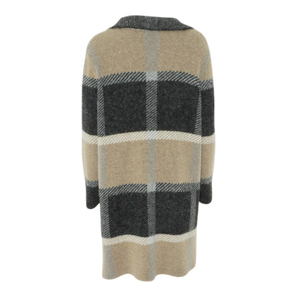 Gray Plaid Cardigan Sweater
