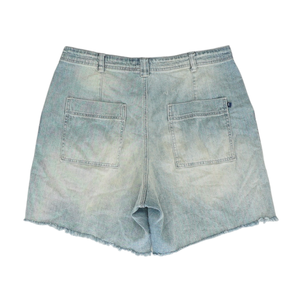 Blue Solid Denim Shorts