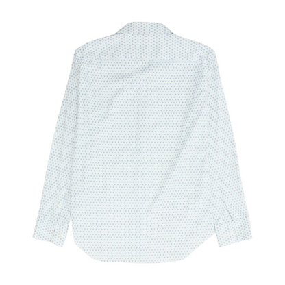 White Print Long Sleeve Button Down