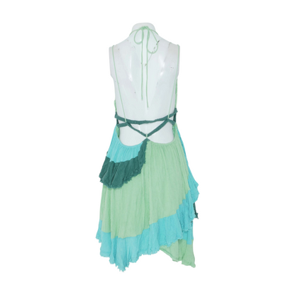 Green Color Block Midi Dress