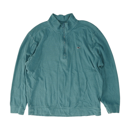 Blue Solid 1/4 Zip Pullover