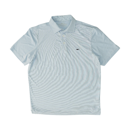 Blue Striped Short Sleeve Polo
